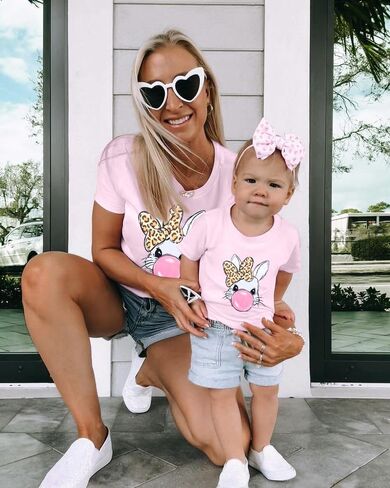 Mommy and Me Easter Outfits: Toddler Easter Shirts Boys Girls T-Shirt Casual Short Sleeve Matching Cute Tee Tops in Saudi Arabia