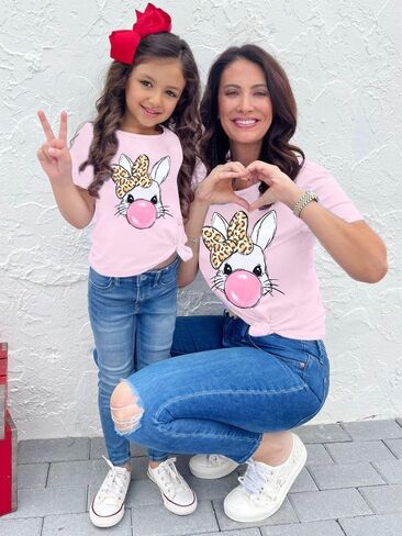 Mommy and Me Easter Outfits: Toddler Easter Shirts Boys Girls T-Shirt Casual Short Sleeve Matching Cute Tee Tops in Saudi Arabia