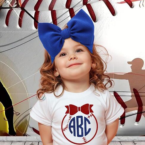 Baseball Baby Bow Headband High Stretchy Soft Nylon Headbands for Infant Girls Toddler Handmade Hairbands with Bows Baseball Hair Accessories Red Blue in Saudi Arabia