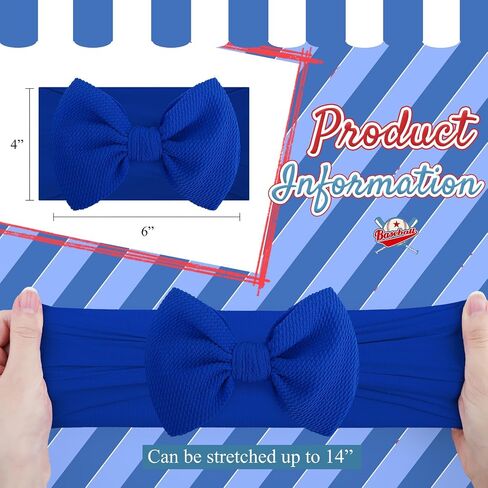 Baseball Baby Bow Headband High Stretchy Soft Nylon Headbands for Infant Girls Toddler Handmade Hairbands with Bows Baseball Hair Accessories Red Blue in Saudi Arabia