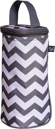 J.L. Childress Breastmilk Cooler & Baby Bottle Bag, Insulated & Leak Proof, Ice Pack Included, Single Bottle, Grey Chevron in Saudi Arabia