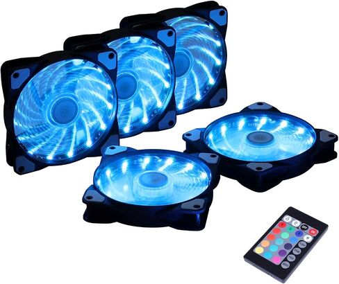 مراوح تبريد الكمبيوتر DS 120 مم لحافظة الهيكل، مع تأثير ضوء نفق LED مرآة على الجانب، مروحة RGB مع مجموعة أدوات تحكم صغيرة لحقيبة الكمبيوتر (5 عبوات من المراوح) in Saudi Arabia