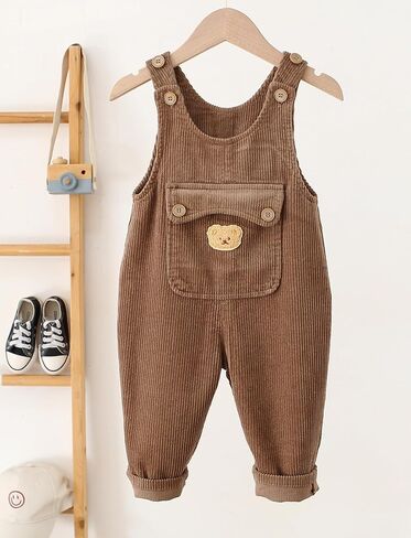 Happy Chery Baby Kids Corduroy Overalls Spring Fall Winter Bib Pants Warm Suspender Jumpsuit for Boys Girls in Kuwait