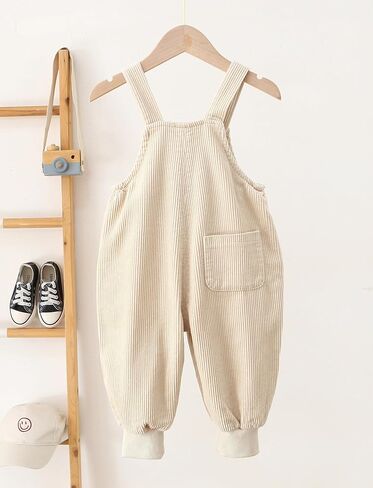 Happy Chery Baby Kids Corduroy Overalls Spring Fall Winter Bib Pants Warm Suspender Jumpsuit for Boys Girls in Kuwait