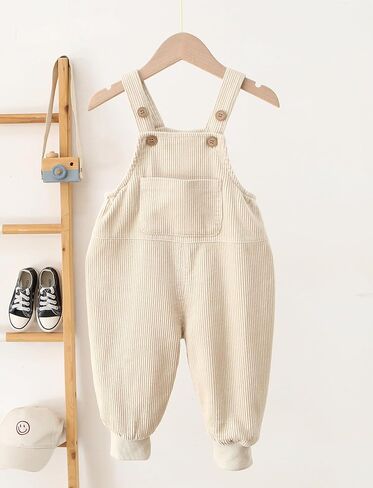 Happy Chery Baby Kids Corduroy Overalls Spring Fall Winter Bib Pants Warm Suspender Jumpsuit for Boys Girls in Kuwait