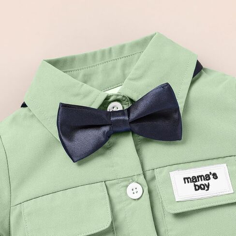 Sinhoon Baby Boy Formal Dress Shirt Infant One Piece Gentleman Outfits Button Up Short Sleeve Solid Bodysuits in Kuwait