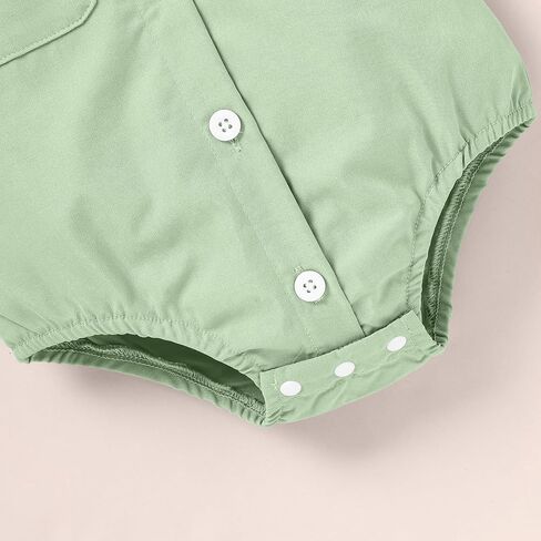 Sinhoon Baby Boy Formal Dress Shirt Infant One Piece Gentleman Outfits Button Up Short Sleeve Solid Bodysuits in Kuwait