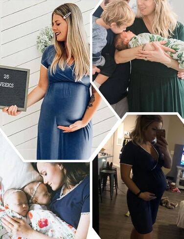 Ekouaer Nursing Nightgown 2 Packs Delivery and Labor Gown for Hospital Short Sleeve Maternity Breastfeeding Dress in Saudi Arabia