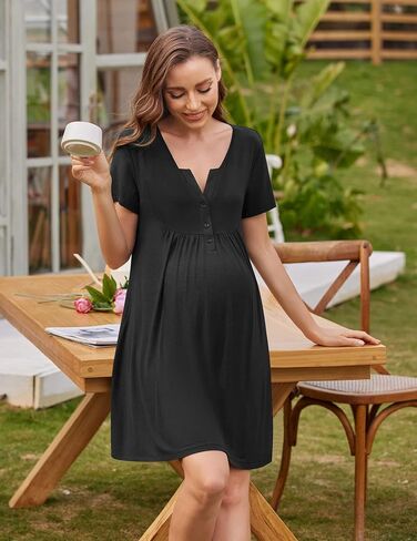Ekouaer 2 Pack Labor/Delivery/Hospital Gown Nursing Dress Maternity Nightgown Short Sleeve Breastfeeding Sleepwear in Saudi Arabia