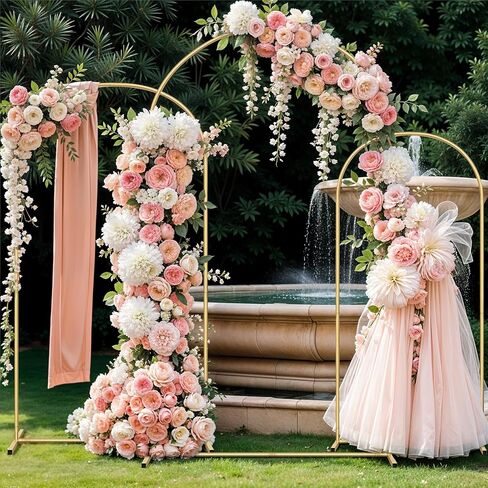 Arch Backdrop Stand, Metal Arch Backdrop Stand Set of 3 (7.2FT/6.5FT/5.9FT), Gold Wedding Party Arch Frame Backdrop Arch arcos para decoracion de Fiestas in Saudi Arabia