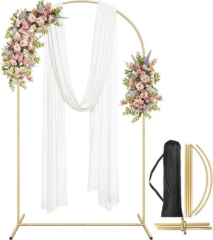 Arch Backdrop Stand, Metal Arch Backdrop Stand Set of 3 (7.2FT/6.5FT/5.9FT), Gold Wedding Party Arch Frame Backdrop Arch arcos para decoracion de Fiestas in Saudi Arabia