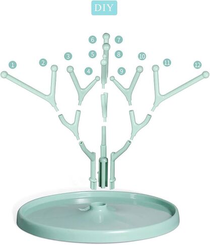 Plastic Baby Bottle Drying Rack, Countertop Baby Bottle Rack for Bottles, Saving Drying Rack with Removable Water Tray For Kitchen (Green, 9×10.8inch) in Saudi Arabia