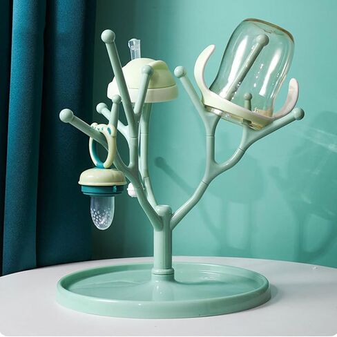 Plastic Baby Bottle Drying Rack, Countertop Baby Bottle Rack for Bottles, Saving Drying Rack with Removable Water Tray For Kitchen (Green, 9×10.8inch) in Saudi Arabia