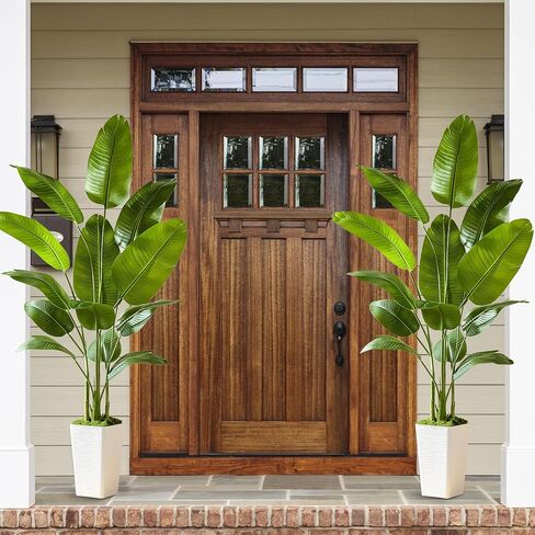 Lifelike Bird of Paradise Silk Artificial Plant Faux Banana Leaf Tree for Home Decor - Perfect Indoor Floor Plant with 9 Trunks (1, Black Planter, 4 FT) in Saudi Arabia
