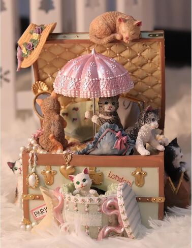 Sewing Machine Music Box, Cute Cat Element with Two Rotating Fittings, Tailoring Machine Music Box for Girls Birthday Gift Valentine in Saudi Arabia