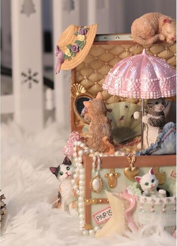 Sewing Machine Music Box, Cute Cat Element with Two Rotating Fittings, Tailoring Machine Music Box for Girls Birthday Gift Valentine in Saudi Arabia