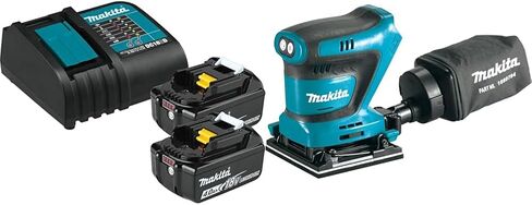 Makita BL1840BSC2 18V LXT® Lithium-Ion Battery and Charger Starter Pack (4.0Ah) with Bonus XOB02Z 18V LXT® Lithium-Ion Cordless 1/4 Sheet Finishing Sander in Saudi Arabia