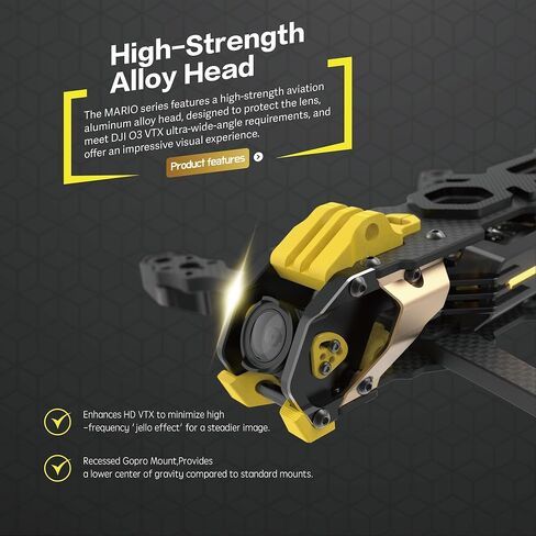 Mario 5 O4 DC Advanced Version 5Inch FPV Drone Frame - 226mm Wheelbase, Lightweight Design, CNC Aluminum Alloy Head, Compatible with DJI O4 PRO/O3 Air Unit & Analog VTX, Ideal for Cinematic and Freestyle Flying in Saudi Arabia