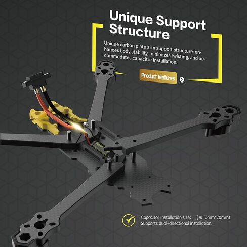 Mario 5 O4 DC Advanced Version 5Inch FPV Drone Frame - 226mm Wheelbase, Lightweight Design, CNC Aluminum Alloy Head, Compatible with DJI O4 PRO/O3 Air Unit & Analog VTX, Ideal for Cinematic and Freestyle Flying in Saudi Arabia