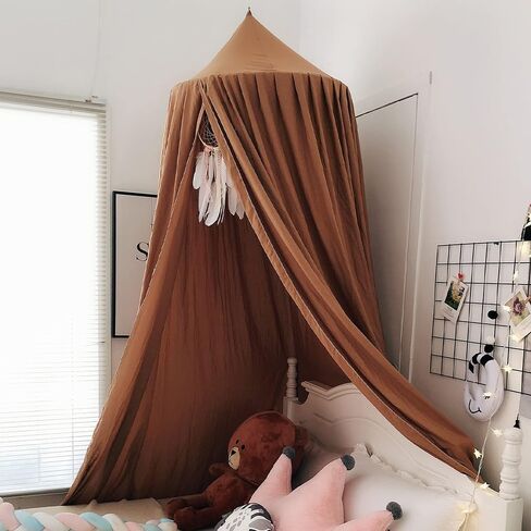 Bunnikins & Clover Bed Canopy for Girls Boys Bedroom Decor, Round Dome Mosquito Net for Baby Crib, Nook Castle Game Tent Nursery Decoration for Child, Play or Reading (Coffee) in Saudi Arabia