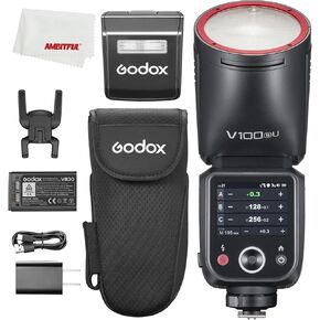 Godox V100 C V100C 100Ws USA Versions TTL Li-ion Round Head Flash for Canon Camera,One-Tap Pairing with X3,400 Full Power Flashes,1.7s Recycle Time,SU-1 Sub Flash