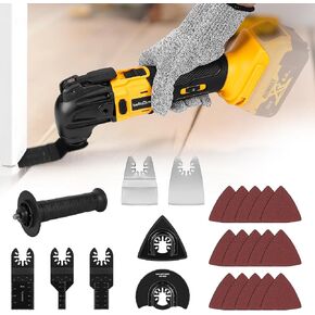 Oscillating Multi Tool Compatible with Dewalt 20V MAX Battery(Battery Not Included), Cordless Oscillating Tool Brushless Motor, 6 Variable Speeds, 23-Piece Kit for Cutting, Sanding, Scraping