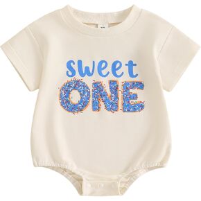 Bagilaanoe Half/First Birthday Outfit Baby Boy Half Way to ONE/Sweet One Short Sleeve Romper Bodysuit Cake Smash Outfit