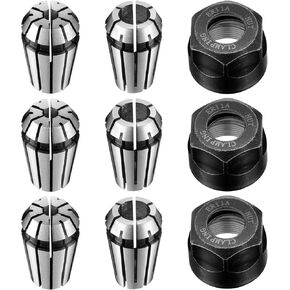 Shimeyao 9 Pcs Er11 Spring Collet Nut Set Er11 1/8'' Collet + 1/4'' Collet + Clamping Nut Precision Spring Collet Set for Cnc Engraving Mechine Milling Lathe Tool