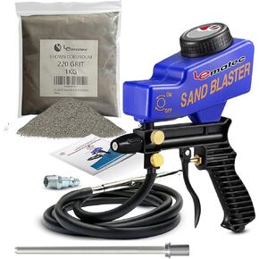 LE LEMATEC Sand Blaster Kit, Brown Corundum & Nozzle Set for Surface Prep (AS118-2C+Corundum+Lont Tip)