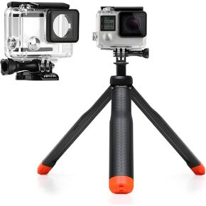 SOONSUN Waterproof Case + 4-in-1 Floating Selfie Stick Tripod Handle Grip for GoPro Hero 4/3+/3-40M Underwater Dive Housing & Waterproof Extension Pole Grip Tripod