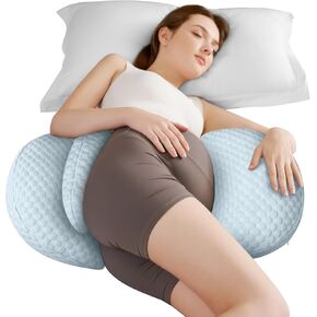Regnancy Pillow – W Shaped Maternity Support for Side Sleepers, Adjustable Travel Wedge Pillow for Back, Belly, and Hip Relief, Ideal for Pregnant Women, Deep Grey