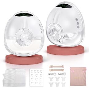 Lulia Hands Free Breast Pump, Wearable Breastfeeding Pump with 4 Modes & 9 Levels, Strong Suction, Painless, Low Noise, BPA Free, Portable Breast Pumps with 17/19/21/24MM Flanges (2 Pack)
