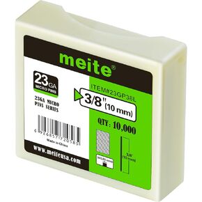 meite 23 Gauge Pin Nails, 3/8-Inch Micro Headless Piner Nails - Copper Plated 23GA Pins Nails for Nail Gun, Ideal for Fine Woodworking and Trim Work (10,000 PCS)