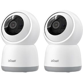 ieGeek 2K Indoor Home Security Cameras，360° Pet Camera with Auto Tracking, Motion & Sound Detection，3MP Night Vision, 2.4G/5G WiFi Dog Camera with Phone App, Cloud & Memory Storage, Works with Alexa