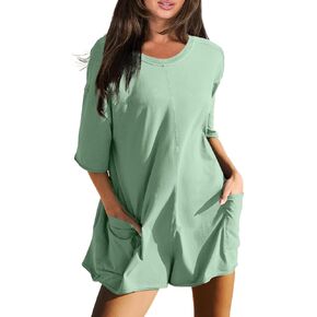 Glamaker Women's Summer Oversized Tee Romper Casual Workout Athletic Romper Onesie Backless Loose Shorts Jumpsuit Overalls in Kuwait
