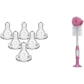 Dr. Brown's Level 3 Medium-Fast Flow Nipple 6 Pack and Bottle Brush Bundle