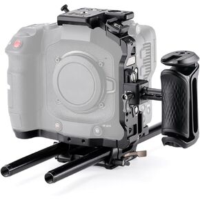 Tilta Camera Cage Compatible with Canon C80 Advanced Kit | Includes Tilta Xeno NATO Side Handle, 15mm LWS Baseplate, Aluminum Rods & Button Extensions | NATO, Cold Shoe, 1/4"-20 & 3/8"-16 Threads