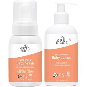 Earth Mama Bathtime Bundle | Sweet Orange Castile Baby Wash & Moisturizing Calendula Lotion