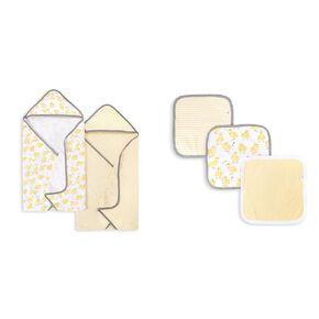 Burt's Bees Baby - Hooded Towels, Absorbent Knit Terry, Super Soft Single Ply & Washcloths, Absorbent Knit Terry, Super Soft 100% Organic Cotton