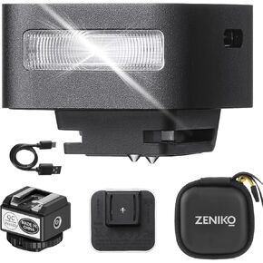 ZF08 Mini Camera Flash Speedlite with Flash Height Booster, Capable of Continuous Flash Shooting,Aluminum,for Fuji/Sony/Nikon/Canon/Olympus/Leica/Any Cameras with Single-Contact Hotshoe