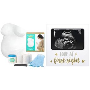 Kate & Milo and Tiny Ideas Pregnancy Keepsake Bundle - Belly Casting Kit & Love at First Sight Sonogram Frame
