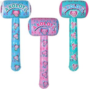 Axolotl Inflatable Mallets | 3 Pack | 37 Inch | Inflate Decorations and Toys