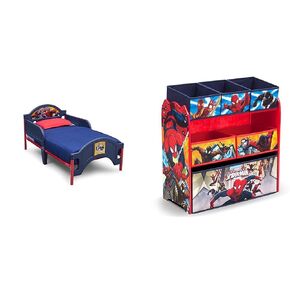 Delta Children Plastic Toddler Bed, Marvel Spider-Man & Multi-Bin Toy Organizer, Marvel Spider-Man