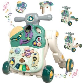 5 in 1 Push Walkers for Babies, Baby Walker with Wheels & Activity Center, Sit to Stand Learning, Early Learning Education Toys, Baby Push Toys, Musical & Light Gift for Infant Boys and Girls