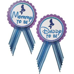 Daddy to Be & Mommy Pin Mermaid Baby Shower Pin to wear at Baby Shower, Purple & Turquoise Pin, It's a Girl, Baby Sprinkle