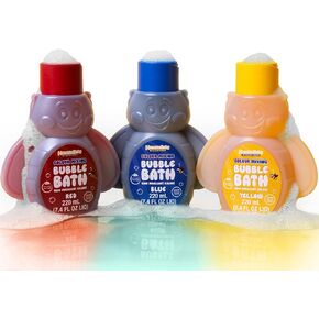 Honeysticks Kids Bubble Bath 3 Pk (Blue, Red, Yellow) - Changes Water Color, Mix for More Colors - Super Foaming Bath Bubbles - Plant Based, Non Irritating, Safe for Toddlers 1-3, Kids 4-8, Bath Toys