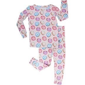 Pink Bamboo Pajamas 2-Piece Lounge Set, Sustainable Pajamas, Long Sleeve, Washable, Cute Jumper Design.