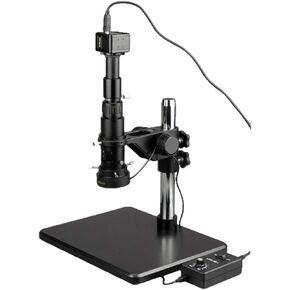 AmScope H800-5M Digital Monocular Inspection Microscope, 0.7X-5.0X Zoom Objective, 11X-80X Magnification, 4-1/8" Working Distance, Pillar Stand, 110V-240V, Includes 5MP Camera with Reduction Lens and Software