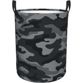 38L Round Laundry Hamper Camouflage Pattern Storage Basket Waterproof Coating Green Camo Organizer Bin For Nursery Clothes Toys