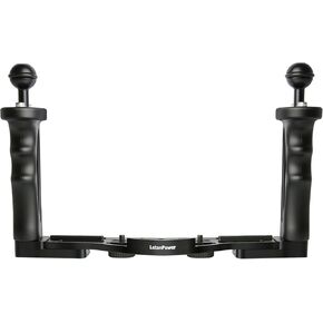Dual Handle Underwater Camera Tray, Aluminum Alloy Video Stabilizer Bracket with 2 Joint Arms for Camera Housing and Video Light